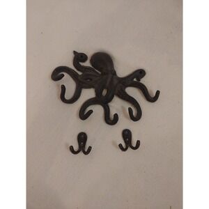 Octopus Key Hook Wall Hanger Coastal Nautical Ocean Sea Life Decor Towel 2 Hooks